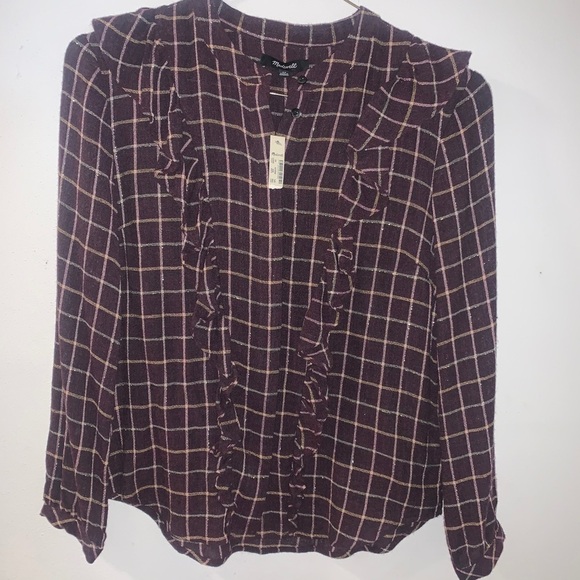 MADWELL Ruffle front button flannel - Picture 9 of 11